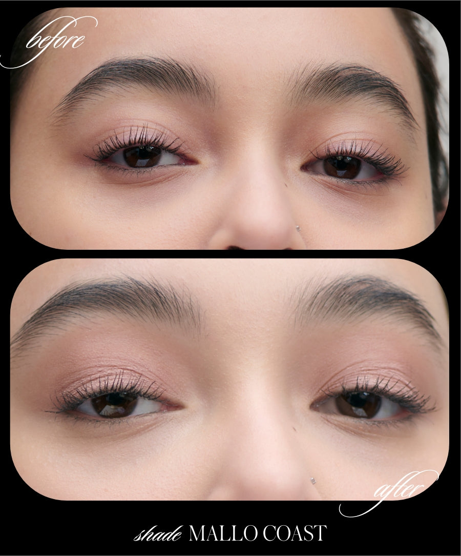 Close-up of eyes showing natural-looking makeup application using Cashmere Matte Eyelights in shade Mallo Coast, highlighting soft, matte, clean beauty finish with natural ingredients.