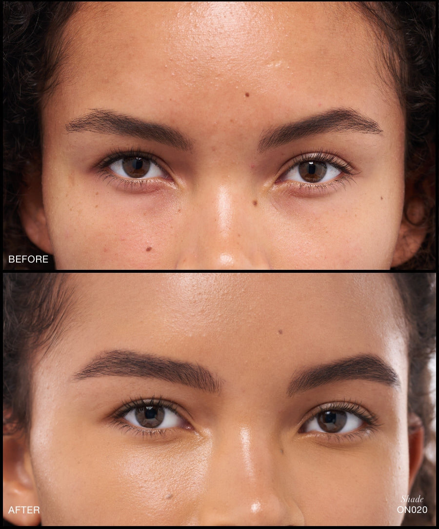 Close-up before and after image showing the natural brightening and even skin tone achieved using Revitalize Hydra Concealer with smooth, radiant coverage around the eyes.