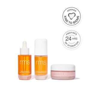 The New Skincare Lineup: full-sized Kakadu Beauty Oil (30 ml / 1 fl. oz ), SuperSerum Hydrating Mist (30 ml / 1 fl. oz ), and Kakadu Luxe Cream (50 ml / 1.7 fl. oz)