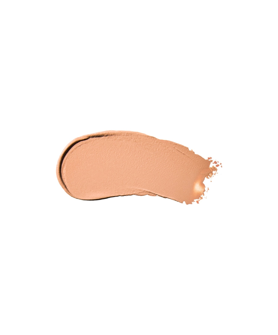 Creamy beige swatch of Cashmere Matte Eyelights makeup showcasing smooth, matte texture with clean beauty and natural ingredients benefits.